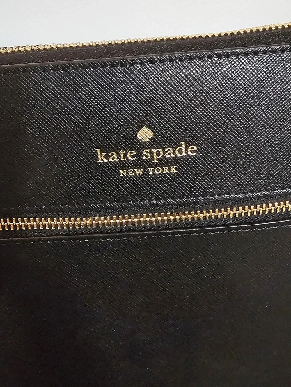 Kate Spade Black Leather Crossbody with Front Zip
